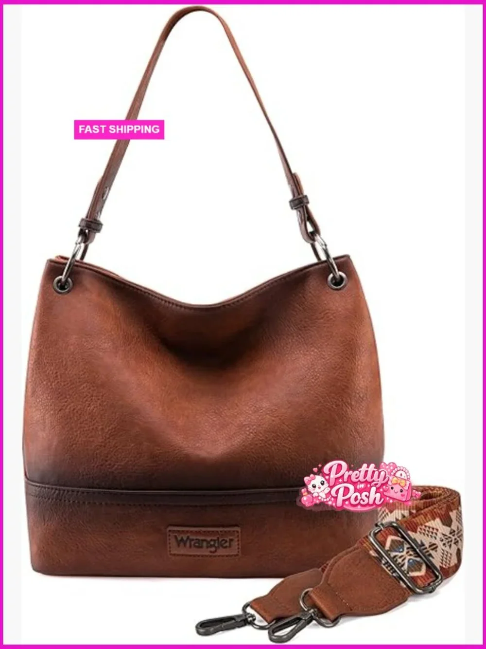 Vegan Leather Hobo Bag with Removable Shoulder and Crossbody Strap